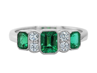 Platinum Emerald Diamond Ring