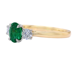 18K YG EMERALD AND DIAMOND RING