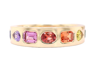 18KT YG RAINBOW SAPPHIRE RING