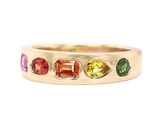 18KT YG RAINBOW SAPPHIRE RING