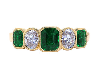 18 Kt Yellow Gold Emerald and Diamond Ring