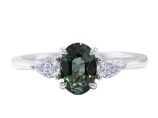 PLATINUM TEAL SAPPHIRE AND DAMOND RING
