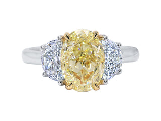 Platinum and 18 Kt Yellow Gold Yellow Diamond Ring