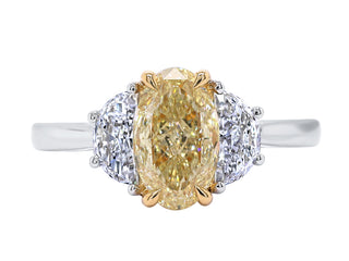 PLATINUM + YG YELLOW DIAMOND AND DIAMOND RING.