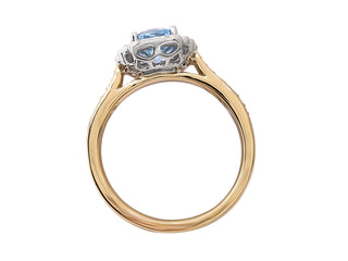 18K W/Y/G AQUAMARINE DIAMOND RING