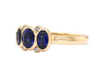 18K Y/G BLUE SAPPHIRE DIAMOND RING