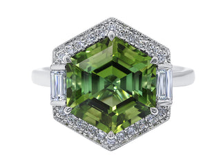 18KT WG GREEN TOURMALINE RING