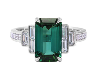 Green Tourmaline and Diamond Ring.