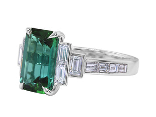 Green Tourmaline and Diamond Ring.