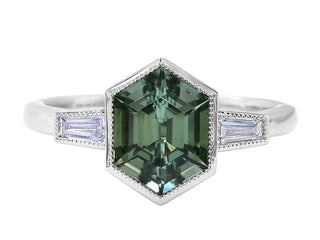 Platinum Olive Green Tourmaline ring.