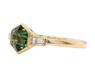 18kt Olive Green Tourmaline and Diamond Ring.