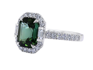 Green Tourmaline and Platinum Diamond ring.