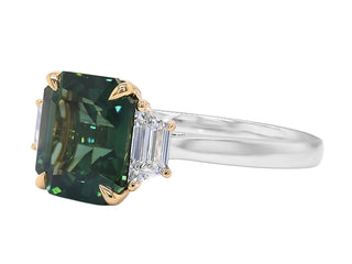 PLATINUM +18K GREEN SAPPHIRE AND DIAMOND RING
