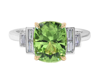 PLATINUM + YG PERIDOT AND DIAMOND RING