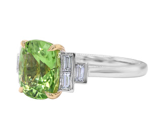 PLATINUM + YG PERIDOT AND DIAMOND RING