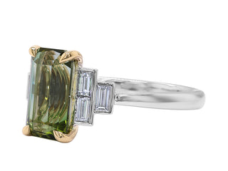 PLATINUM + 18KT BI COLOUR TOURMALINE AND DIAMOND RING
