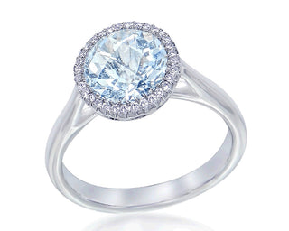 18 Kt White Gold Aquamarine and Diamond Ring