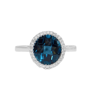 18 Kt White Gold London Blue Topaz Diamond Ring