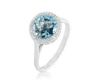 18 Kt White Gold Aquamarine and Diamond Ring