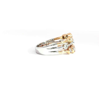 18K PINK YELLOW WHITE GOLD DIAMOND RING