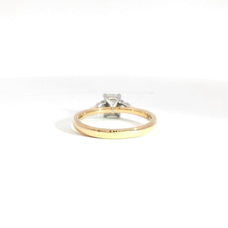 18K YELLOW GOLD PLATINUM HEAD DIAMOND RING