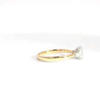 18K YELLOW GOLD PLATINUM HEAD DIAMOND RING