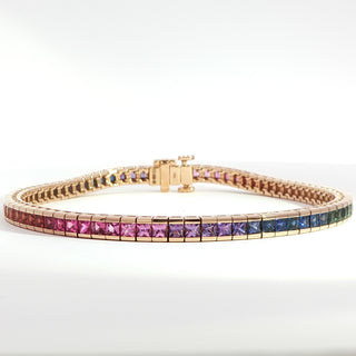 18K PINK GOLD RAINBOW SAPPHIRE BRACELET