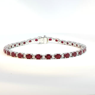 18K WHITE GOLD RUBY DIAMOND BRACELET