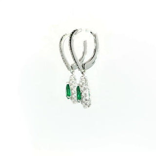 18KT White Gold Emerald and Diamond Earrings