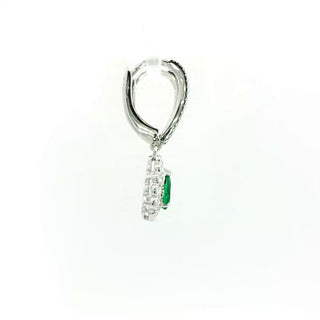 18KT White Gold Emerald and Diamond Earrings