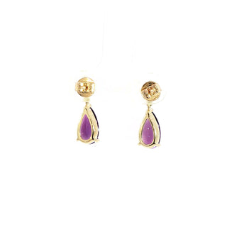 9KT YELLOW GOLD AMETHYST DIAMOND EARRINGS