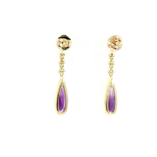 9KT YELLOW GOLD AMETHYST DIAMOND EARRING