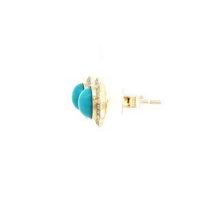 9KT YELLOW GOLD TURQUOISE DIAMOND EARRINGS
