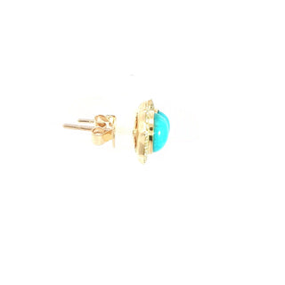 9KT YELLOW GOLD TURQUOISE DIAMOND EARRINGS
