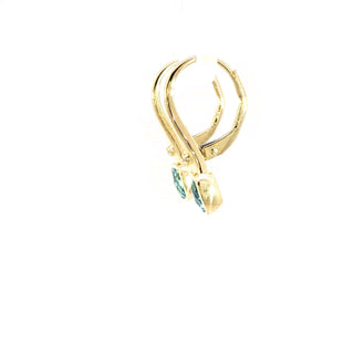 18K YELLOW GOLD BLUE TOPAZ DIAMOND EARRING