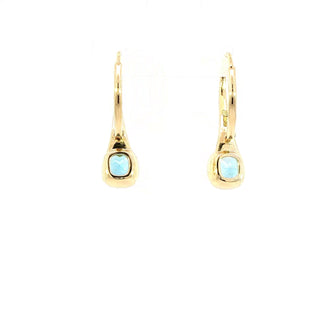 18K YELLOW GOLD BLUE TOPAZ DIAMOND EARRING
