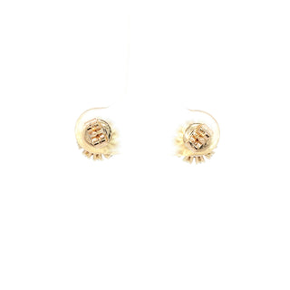 9KT YELLOW GOLD BLUE TOPAZ DIAMOND EARRING