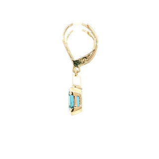 9KT YELLOW GOLD BLUE TOPAZ DIAMOND EARRING