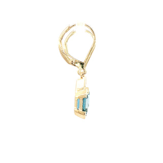 9KT YELLOW GOLD BLUE TOPAZ DIAMOND EARRING