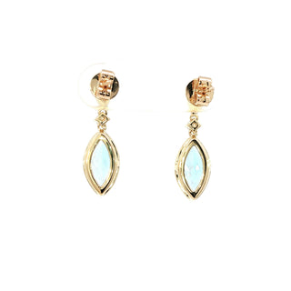 9KT YELLOW GOLD BLUE TOPAZ DIAMOND EARRING