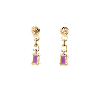 9KT YELLOW GOLD AMETHYST DIAMOND EARRING