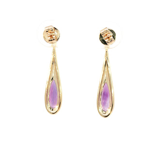 9KT YELLOW GOLD AMETHYST DIAMOND EARRING