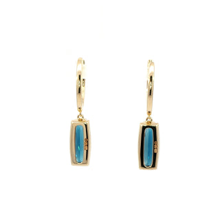 9KT YELLOW GOLD LONDON BLUE TOPAZ DIAMOND EARRING