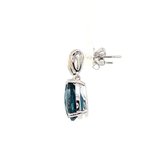 9KT WHITE & YELLOW GOLD LONDON BLUE TOPAZ DIAMOND EARRINGS
