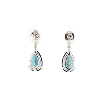 9KT WHITE & YELLOW GOLD LONDON BLUE TOPAZ DIAMOND EARRINGS