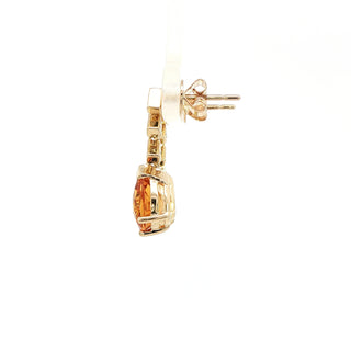 9KT YELLOW GOLD CITRINE DIAMOND EARRING
