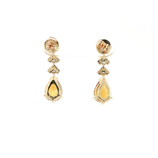 9KT YELLOW GOLD CITRINE DIAMOND EARRING