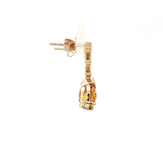 9KT YELLOW GOLD CITRINE DIAMOND EARRING