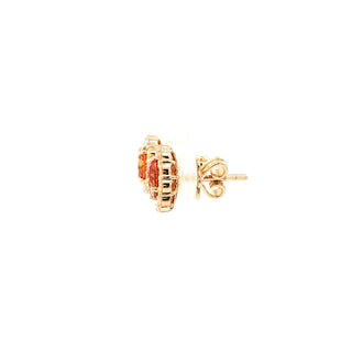 18K YELLOW GOLD MANDARIN GARNET DIAMOND EARRINGS