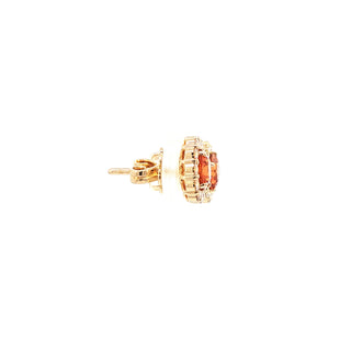 18K YELLOW GOLD MANDARIN GARNET DIAMOND EARRINGS